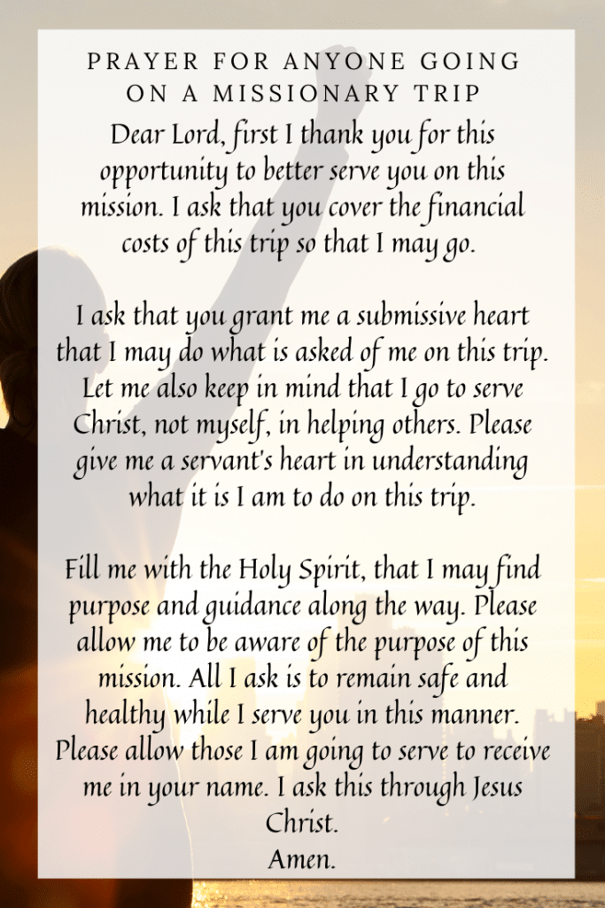 Prayer for Anyone Going on a Missionary Trip