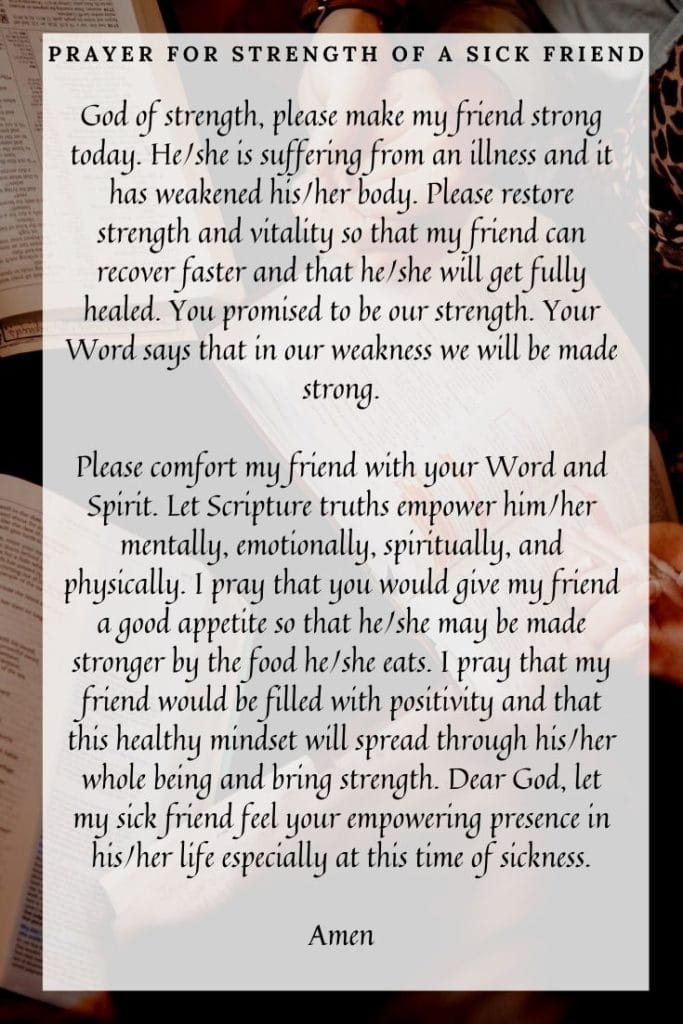 Prayer for Strength of a Sick Friend
